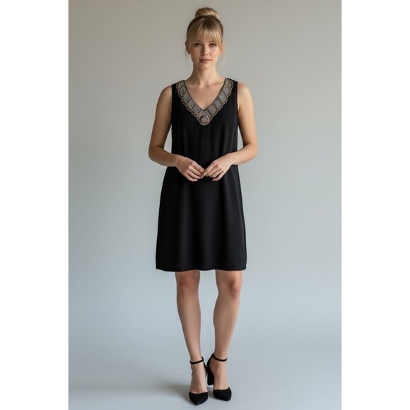 Spence Dresses & Skirts - Spence Women's Black & Gold Collar Dress